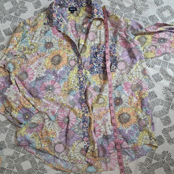 Gap Cotton Poplin Floral PJ Lounge Set Long Sleeve Button Down Drawstring Pant S - Picture 10 of 16